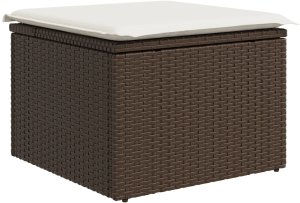 vidaXL 9-częściowy Zestaw Sof Ogrodowych Brązowy i Kremowy Rattan, Tkanina 8