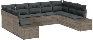 vidaXL Zestaw Sofy Ogrodowej Zestaw 9 Szary Rattan Sofa Ogrodowa 2
