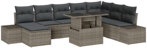 Zestaw sofy vidaXL do ogrodu Zestaw 9 elementów Szary Polirattan 2