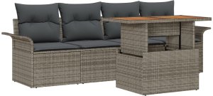 vidaXL Zestaw sof ogrodowych 5-częściowy Szary Poli Rattan i stal 2