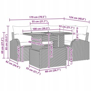 Zestaw sofy ogrodowej vidaXL Zestaw 5-częściowy Szary 11