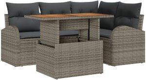 Zestaw sofy ogrodowej vidaXL Zestaw 5-częściowy Szary 2