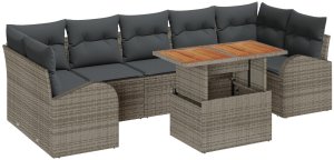 Zestaw Sofy Ogrodowej vidaXL 8-elementów Szary, Brązowy 2