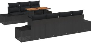 vidaXL Zestaw sofy ogrodowej Zestaw 8 Czarny i brązowy 2
