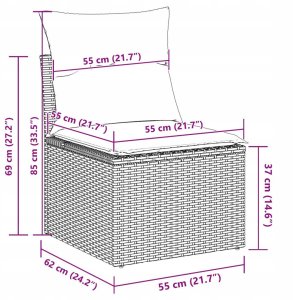 vidaXL Zestaw sof ogrodowych 3-częściowy Czarny Rattan, Tkanina 12
