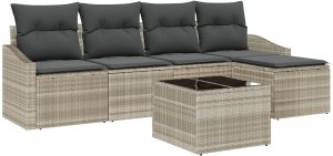 vidaXL Zestaw sof ogrodowych 6 części Beżowy Rattan Na zewnątrz 2