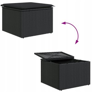 vidaXL 6-częściowy zestaw sof ogrodowych Czarny Rattan, Poliester, Stal 12