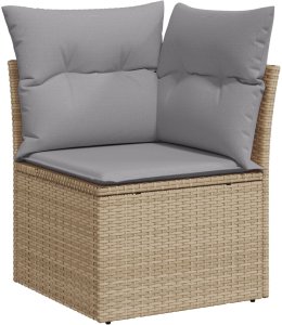 vidaXL Zestaw sofy ogrodowej Zestaw 5-częściowy Beżowy Rattan 6
