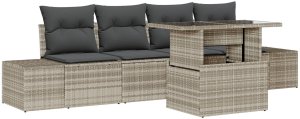vidaXL Zestaw sof ogrodowych 5-częściowy Beżowy Polirattan, Poliester 2