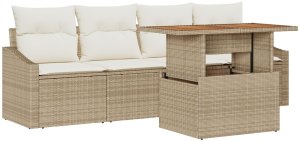 Zestaw sofy ogrodowej vidaXL Zestaw 5 sztuk Beżowy Rattan 2