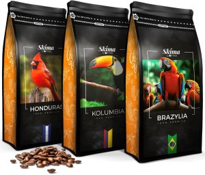 Zestaw Kawa ziarnista 1kgX3 BRAZYLIA/KOLUMBIA/HONDURAS Świeżo Palona do ekspresu + GRATIS 1