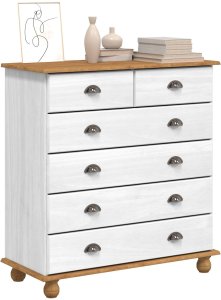 vidaXL Komoda Biała i drewniana Lite drewno i MDF Średnia Komoda 3