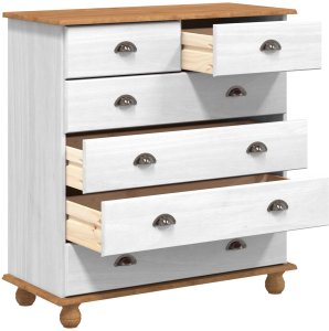 vidaXL Komoda Biała i drewniana Lite drewno i MDF Średnia Komoda 5