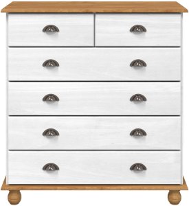 vidaXL Komoda Biała i drewniana Lite drewno i MDF Średnia Komoda 6