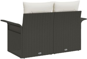 Sofa ogrodowa 2-osobowa z poduszkami czarna z polirattanu 4