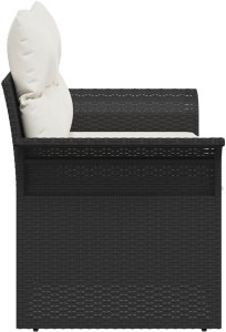 Sofa ogrodowa 2-osobowa z poduszkami czarna z polirattanu 6