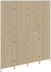 vidaXL Parawany Beżowy Drewno, Tkanina 4 panele, wysokość 200 cm 4