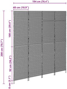 vidaXL Parawany Beżowy Drewno, Tkanina 4 panele, wysokość 200 cm 10