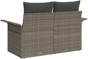 vidaXL Sofa ogrodowa 2-osobowa z poduszkami szara z polirattanu 4