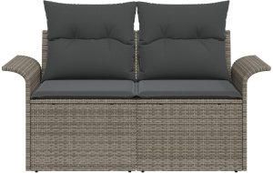 vidaXL Sofa ogrodowa 2-osobowa z poduszkami szara z polirattanu 5