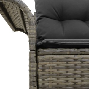 vidaXL Sofa ogrodowa 2-osobowa z poduszkami szara z polirattanu 7