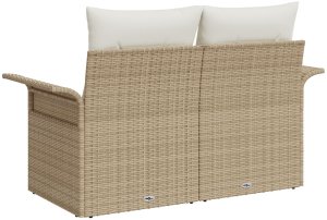 vidaXL Sofa ogrodowa 2-osobowa z poduszkami beżowy polirattan 4