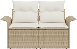 vidaXL Sofa ogrodowa 2-osobowa z poduszkami beżowy polirattan 5