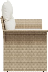 vidaXL Sofa ogrodowa 2-osobowa z poduszkami beżowy polirattan 6