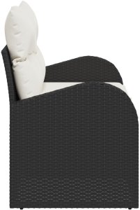 vidaXL Sofa ogrodowa 2-osobowa z poduszkami czarna z polirattanu 5