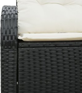 vidaXL Sofa ogrodowa 2-osobowa z poduszkami czarna z polirattanu 6