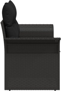 vidaXL 2-osobowa sofa ogrodowa z poduszkami czarna z polirattanu 5
