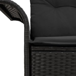 vidaXL 2-osobowa sofa ogrodowa z poduszkami czarna z polirattanu 7