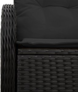 vidaXL 2-osobowa sofa ogrodowa z miejscem do przechowywania i poduszkami czarny polirattan 7