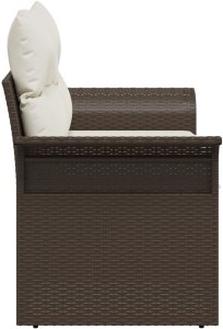 vidaXL 2-osobowa sofa ogrodowa z miejscem na przechowywanie i poduszkami brązowa polirattan 5