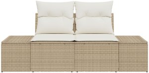 vidaXL Sofa ogrodowa 2-osobowa z poduszkami beżowa z polirattanu 4