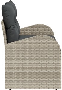 vidaXL Sofa ogrodowa 2-osobowa z przechowalnią i poduszkami jasnoszara z polirattanu 6