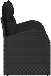 vidaXL Sofa ogrodowa 2-osobowa z poduszkami czarna z polirattanu 6