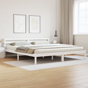 vidaXL Stelaż łóżka z wezgłowiem Biały 180x220 cm Lite drewno sosnowe 1
