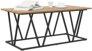 vidaXL Stolik kawowy Artisan z dębu, 100x50x40 cm, z drewna inżynieryjnego i metalu 3