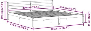 vidaXL Łóżko z zagłówkiem 200x210 cm z litego drewna sosnowego 8