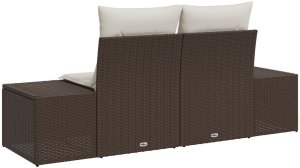 Sofa ogrodowa 2-osobowa z poduszkami brązowa polirattan 4