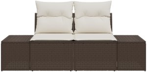 Sofa ogrodowa 2-osobowa z poduszkami brązowa polirattan 5