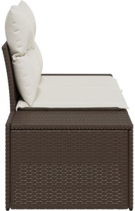 Sofa ogrodowa 2-osobowa z poduszkami brązowa polirattan 6