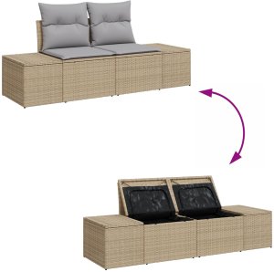 Zestaw Sof Ogrodowych Zestaw 7 Beżowy Rattan 11