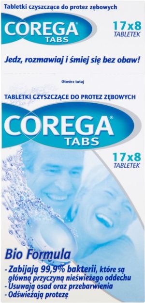 Corega  Tabs Tabletki czyszczące do protez zębowych 17 x 8 tabletek 1