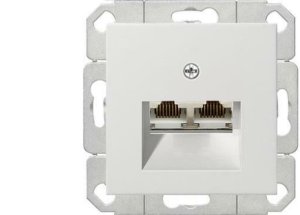 Gniazdo komputerowe podw. RJ45 cat. 6 Gira System 55 biały połysk 1