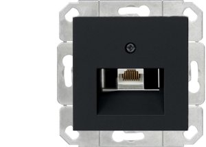 Gniazdo komputerowe poj. RJ45 cat. 6 Gira System 55 czarny mat 1