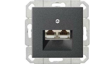 Gniazdo komputerowe podw. RJ45 cat. 6 Gira System 55 antracyt 1