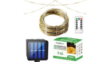 Girlanda Solarna Ogrodowa 200x LED Ozdobna 21m Ciepła 3000K + Pilot PASSI LUMILED 1