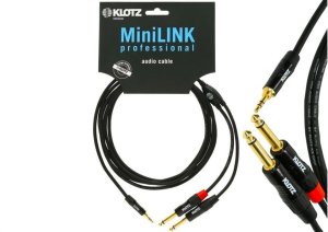 KLOTZ Kabel Audio mini Jack 3,5mm Stereo (wtyk) / 2x Jack 6,3mm Mono (wtyk) 6m 1